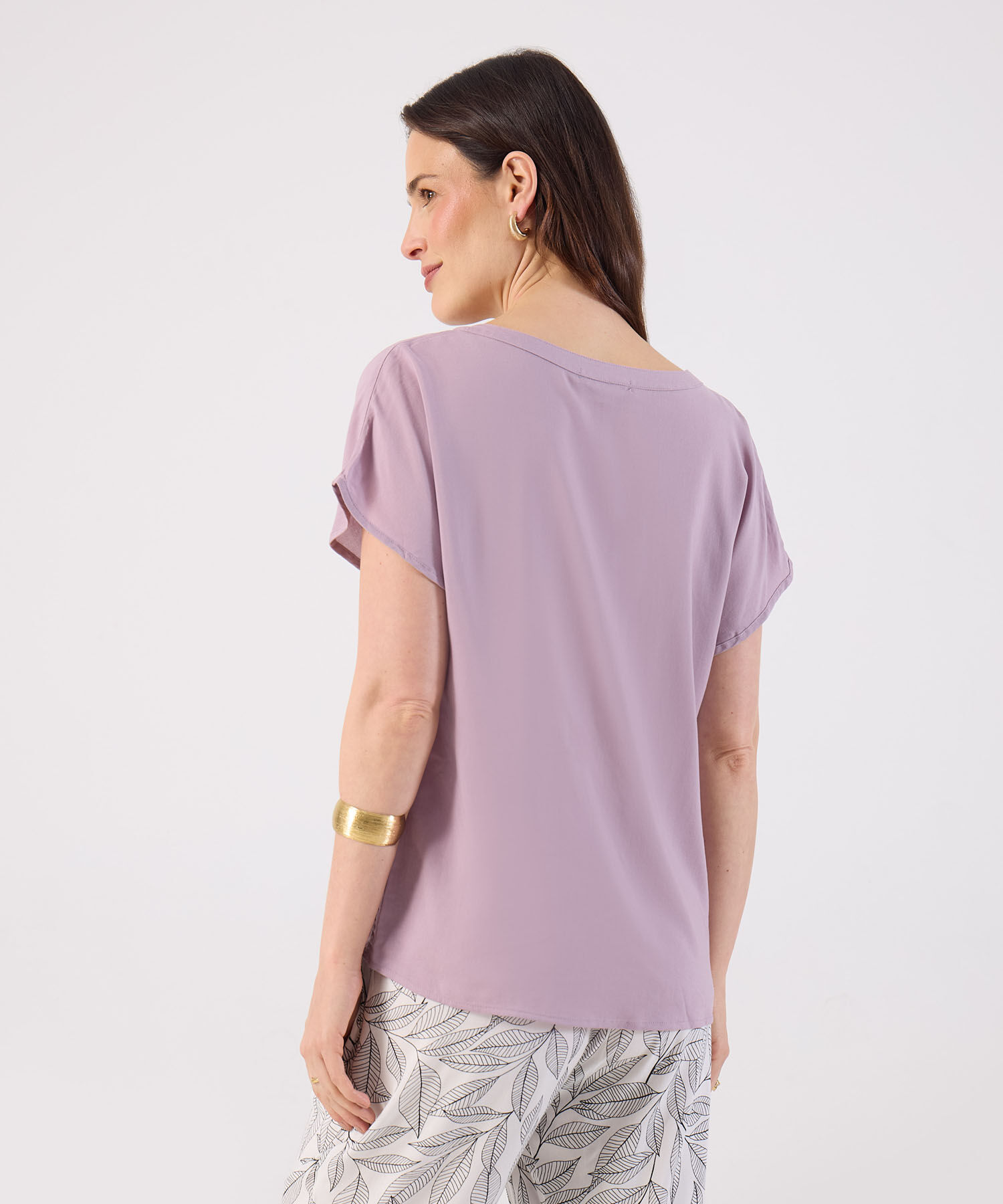 Blusa Manga Corta con Escote en V