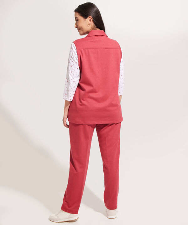 Sudadera Unicolor Con Bolsillos En Chaleco Camiseta Estampada