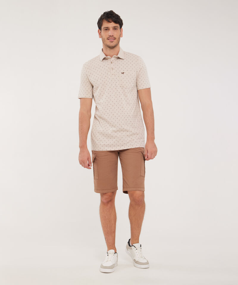 Polo Estampada, Cuello Maquina Duro Con Bolsillo, Silueta Regular Fit, Tribal
