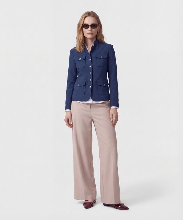 Chaqueta Tipo Militar Con Botones Para Mujer