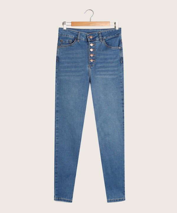 Jean Skinny Tiro Medio con Abotonadura Delantera
