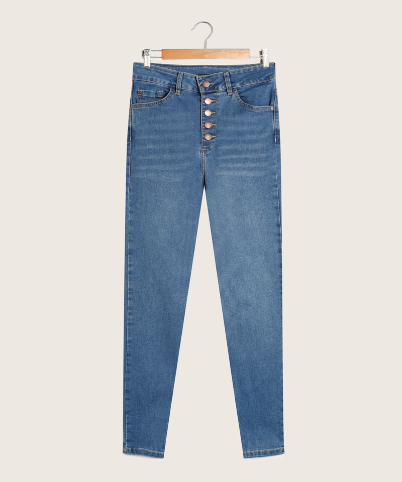 Jean Skinny Tiro Medio con Abotonadura Delantera