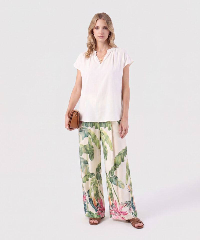 Blusa Cuello V Manga Corta Para Mujer