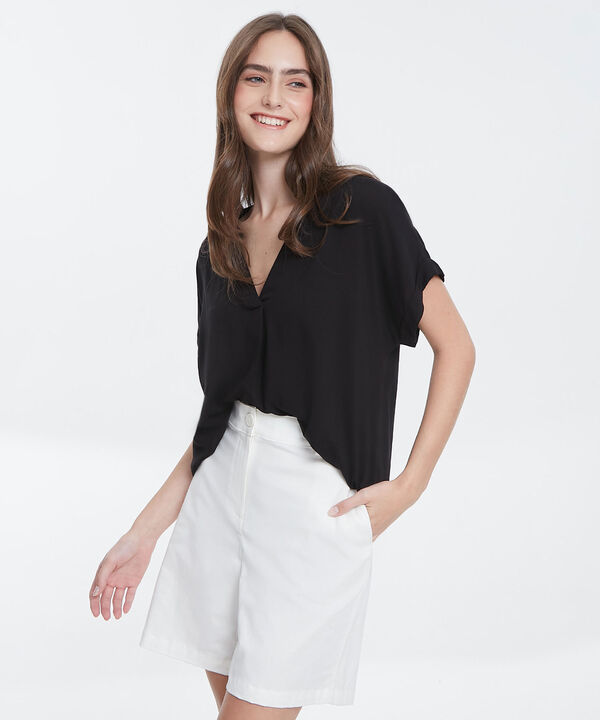 Blusa Manga Corta Unicolor