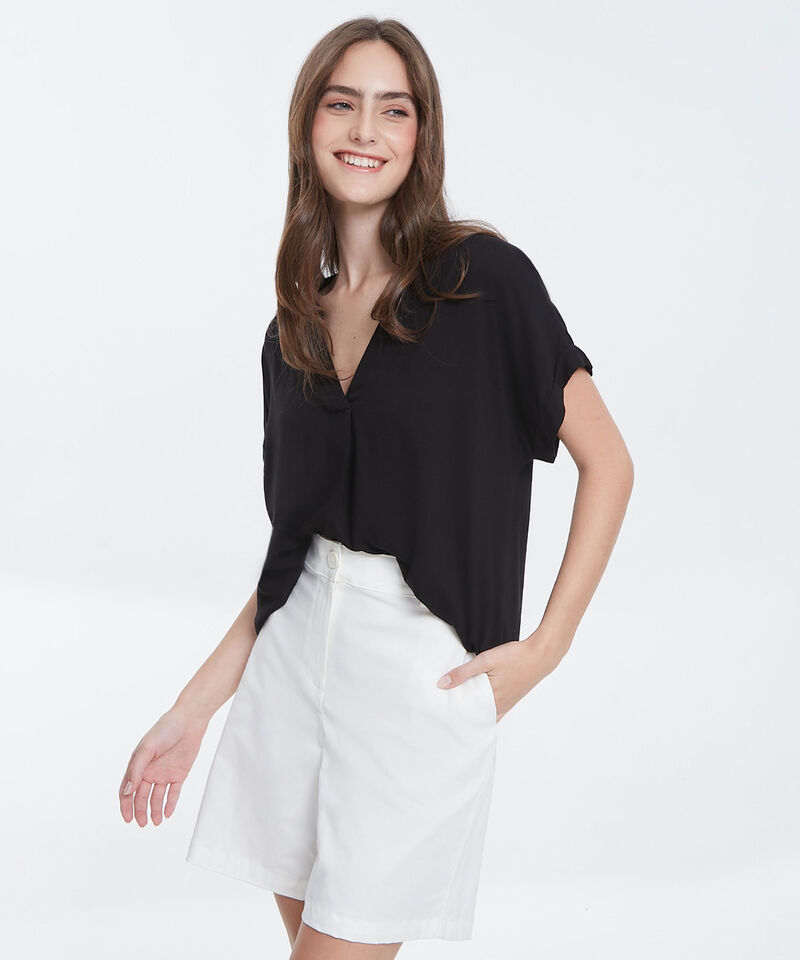 Blusa Manga Corta Unicolor