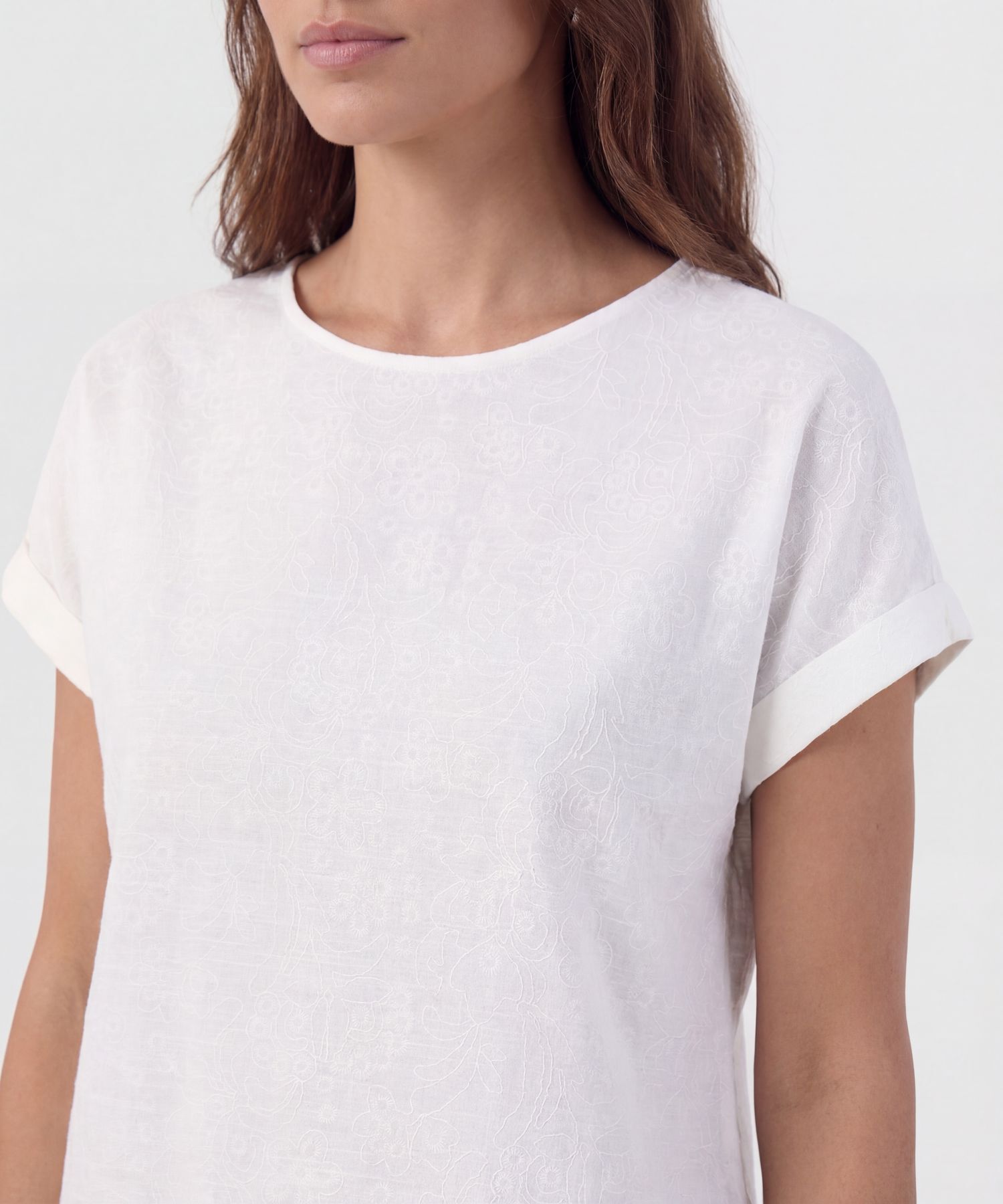 Blusa De Corte Lineal Y Manga Doblada
