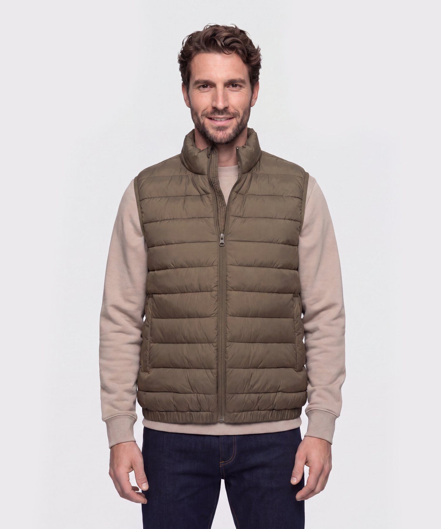 Chaleco Acolchado Cuello Alto Para Hombre