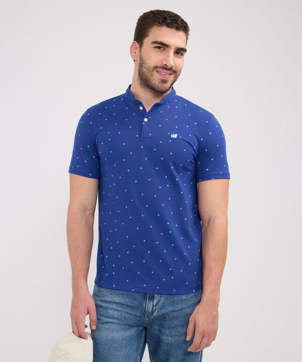 Polo Estampada, Cuello Mao Sin Bolsillo