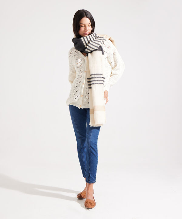 Saco Manga Larga Tipo Cardigan Con Lurex