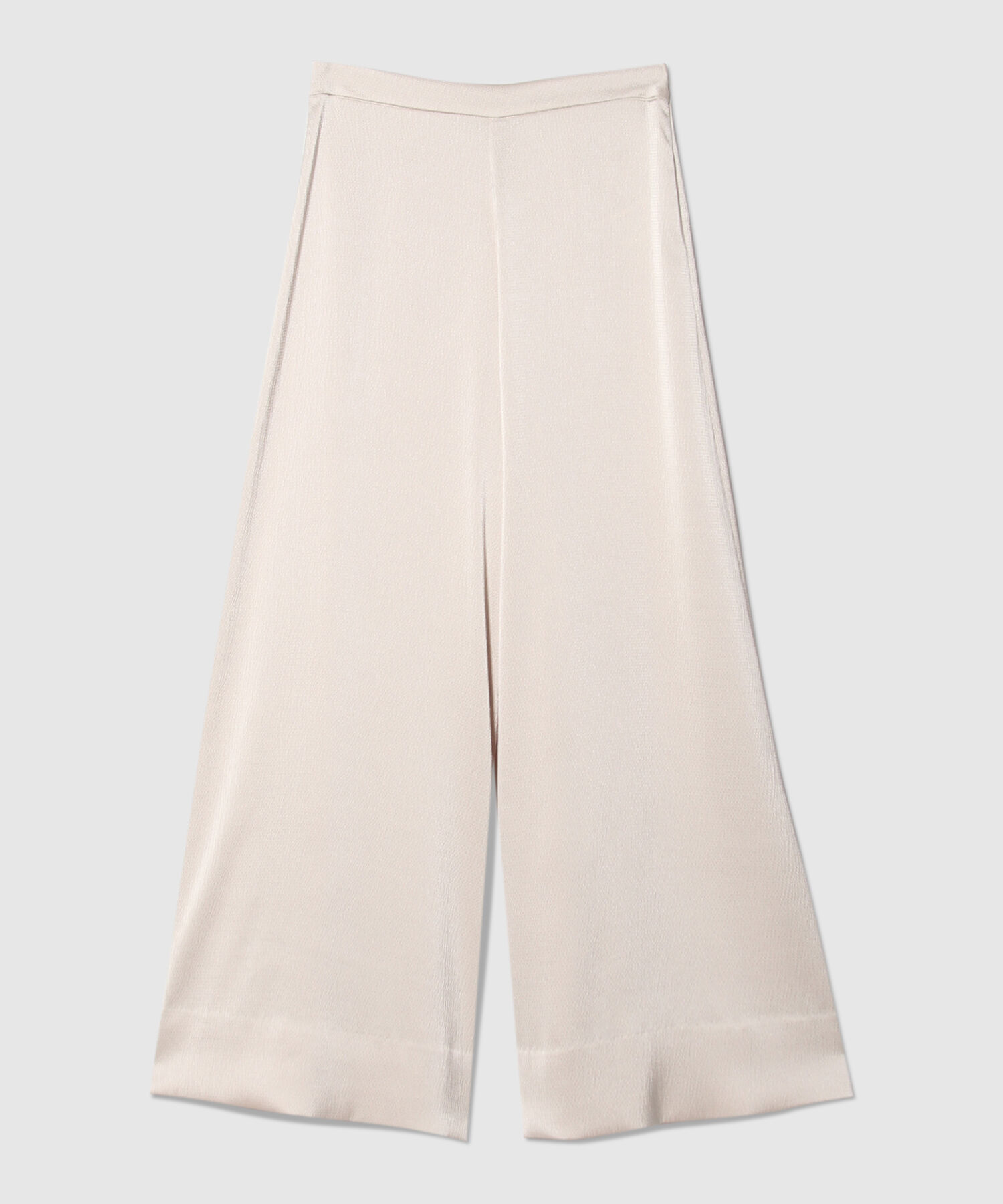 Pantalon Palazzo Fluido Unicolor En Tela De Satin Con Textura