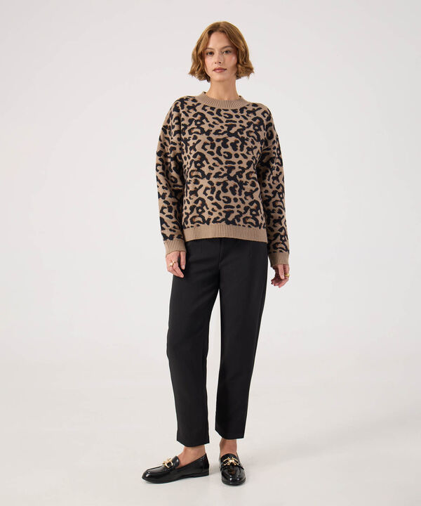Saco Oversize Animal Print Cuello Redondo Mujer image number null