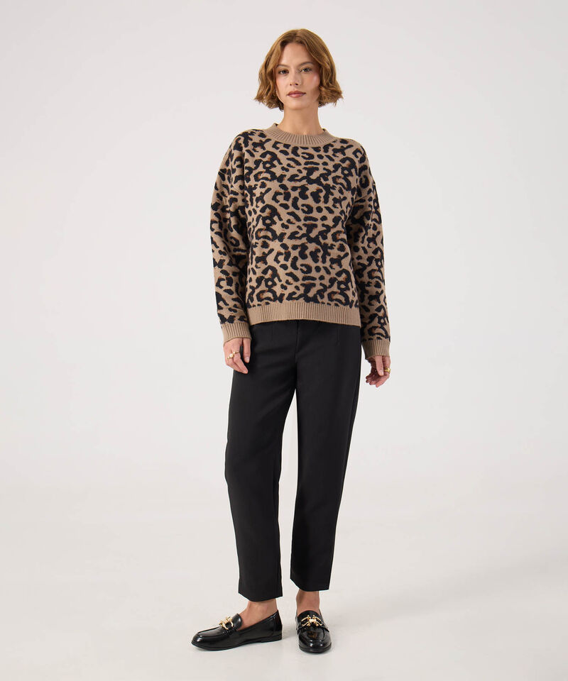 Saco Oversize Animal Print Cuello Redondo Mujer