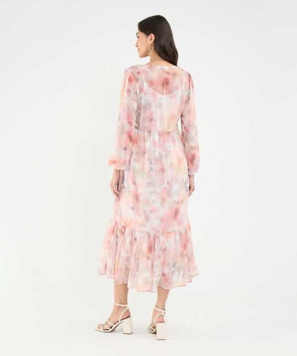Vestido Estampado Manga Larga