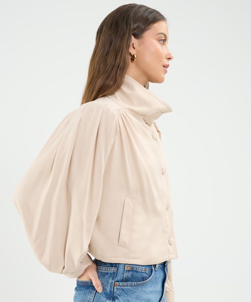Chaqueta Unicolor Crop Cuello Alto