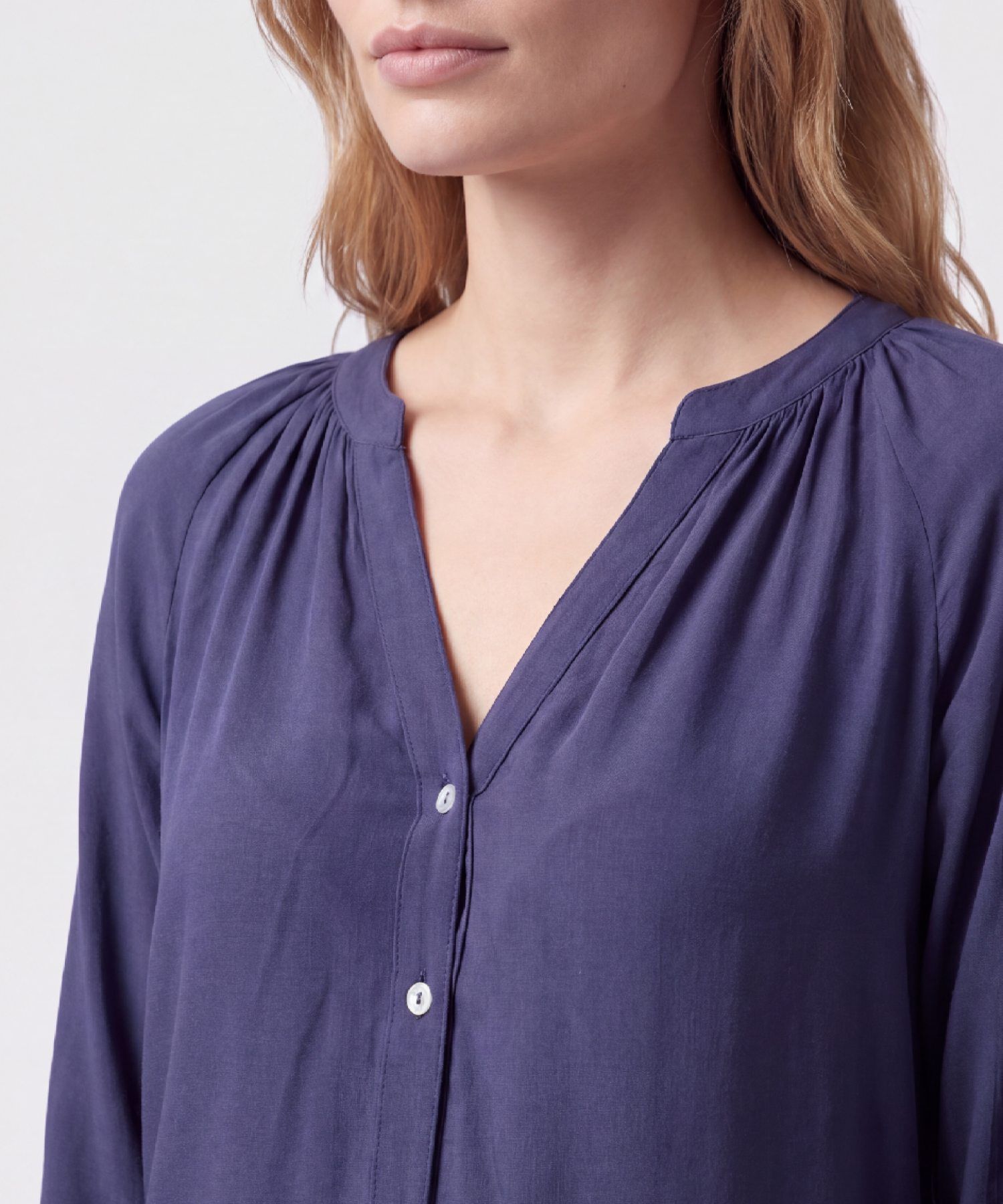 Blusa Manga Tres Cuartos Con Botones Para Mujer