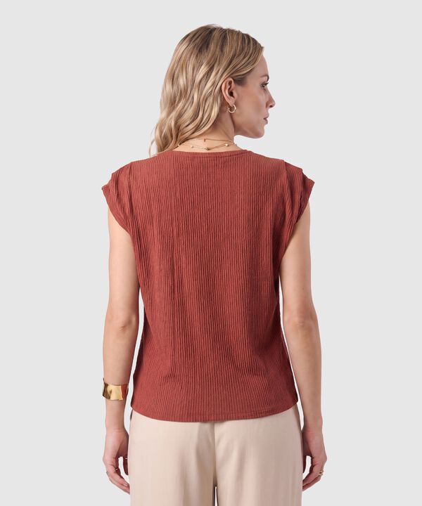 Camiseta Texturizada Manga Corta Para Mujer