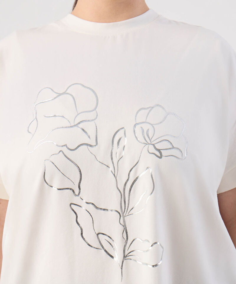 Camiseta con Manga Doblada y Estampado Para Mujer Curvy