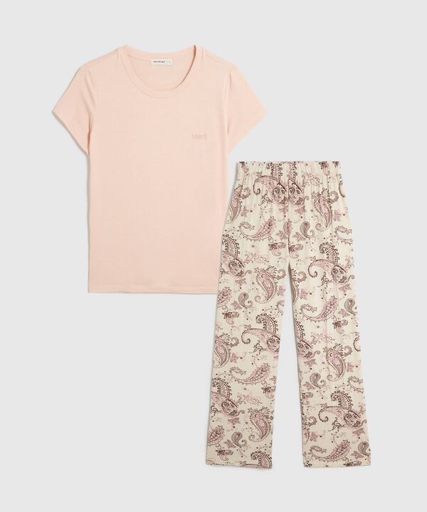 Conjunto Pijama Manga Corta Con Pantalon Largo Para Mujer image number null