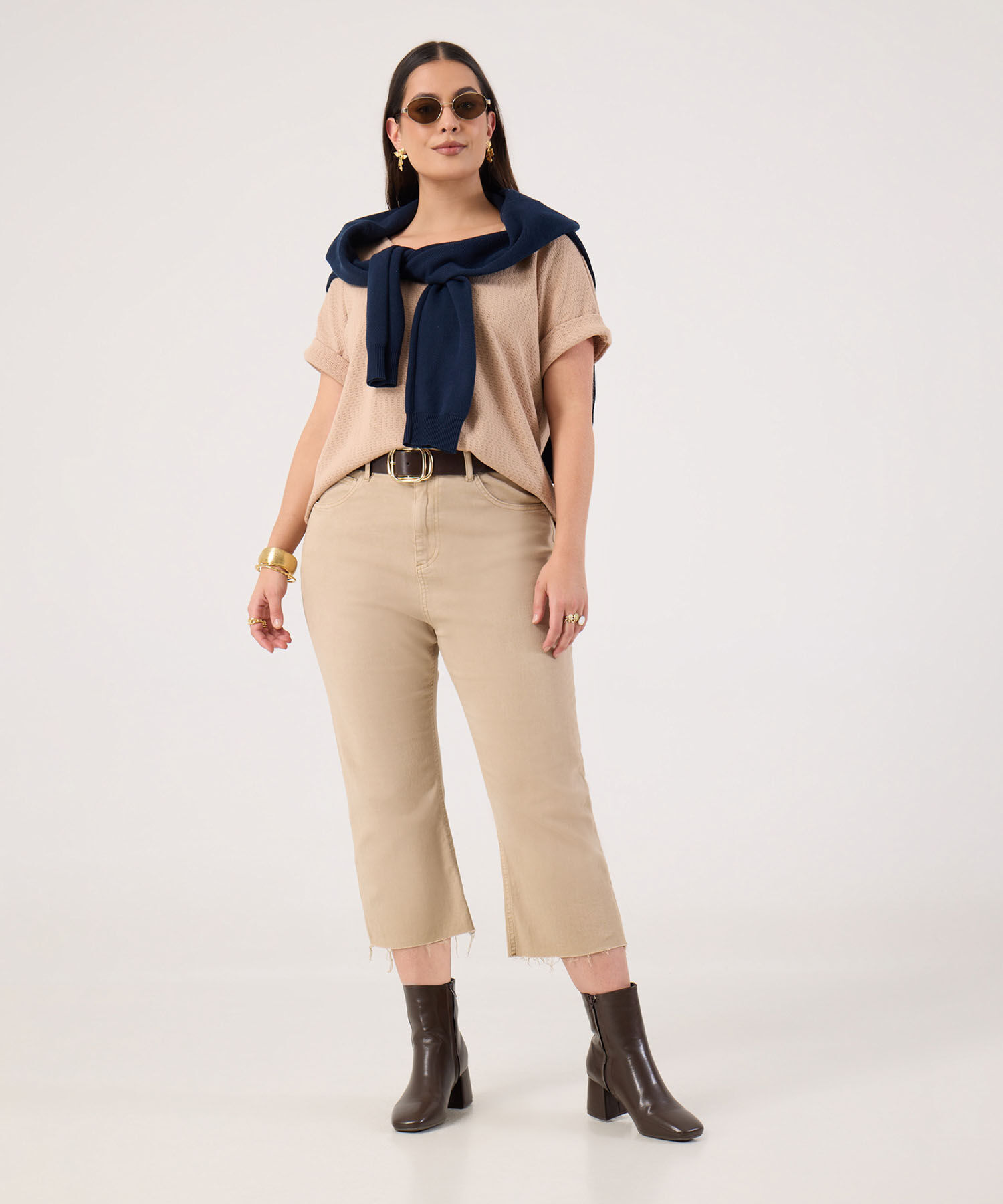 Camiseta Texturizada Unicolor Para Mujer Curvy