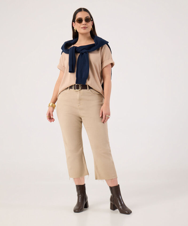Camiseta Texturizada Unicolor Para Mujer Curvy