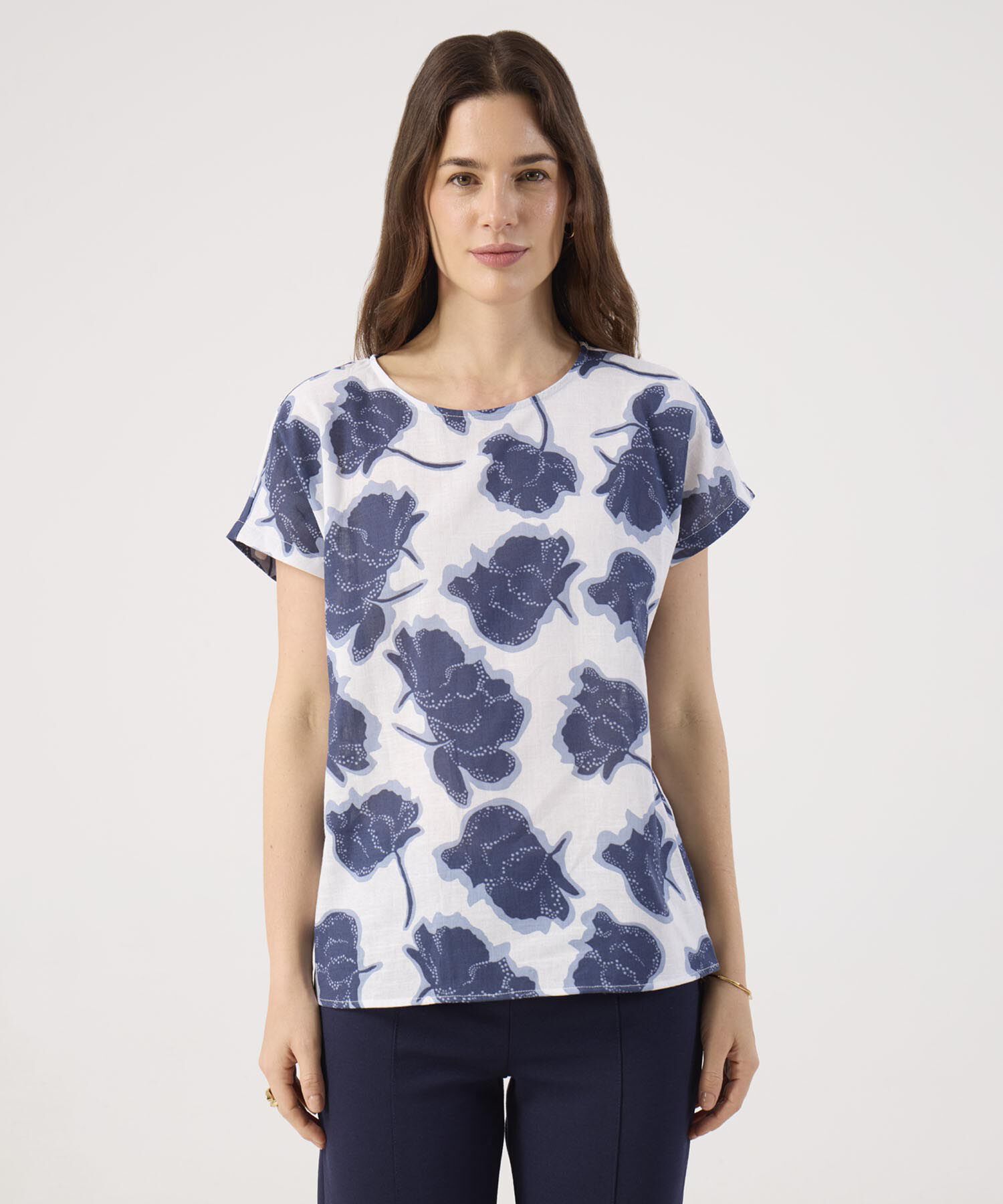 Blusa Estampada Cuello Redondo 