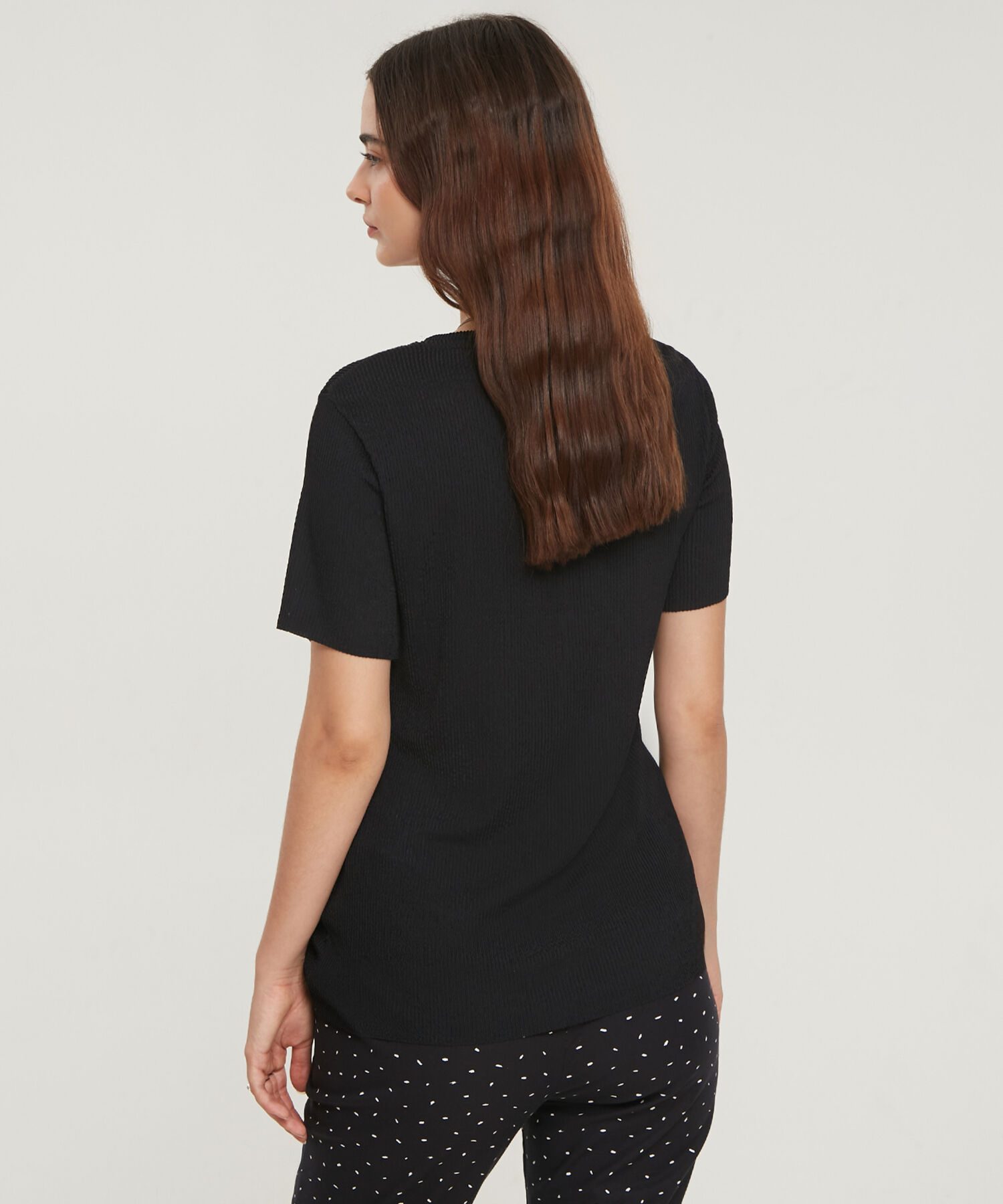 Camiseta Mc, Cuello En Pieza Mangas Y Ruedo En Mini Ruche, Bohemio Ornamental