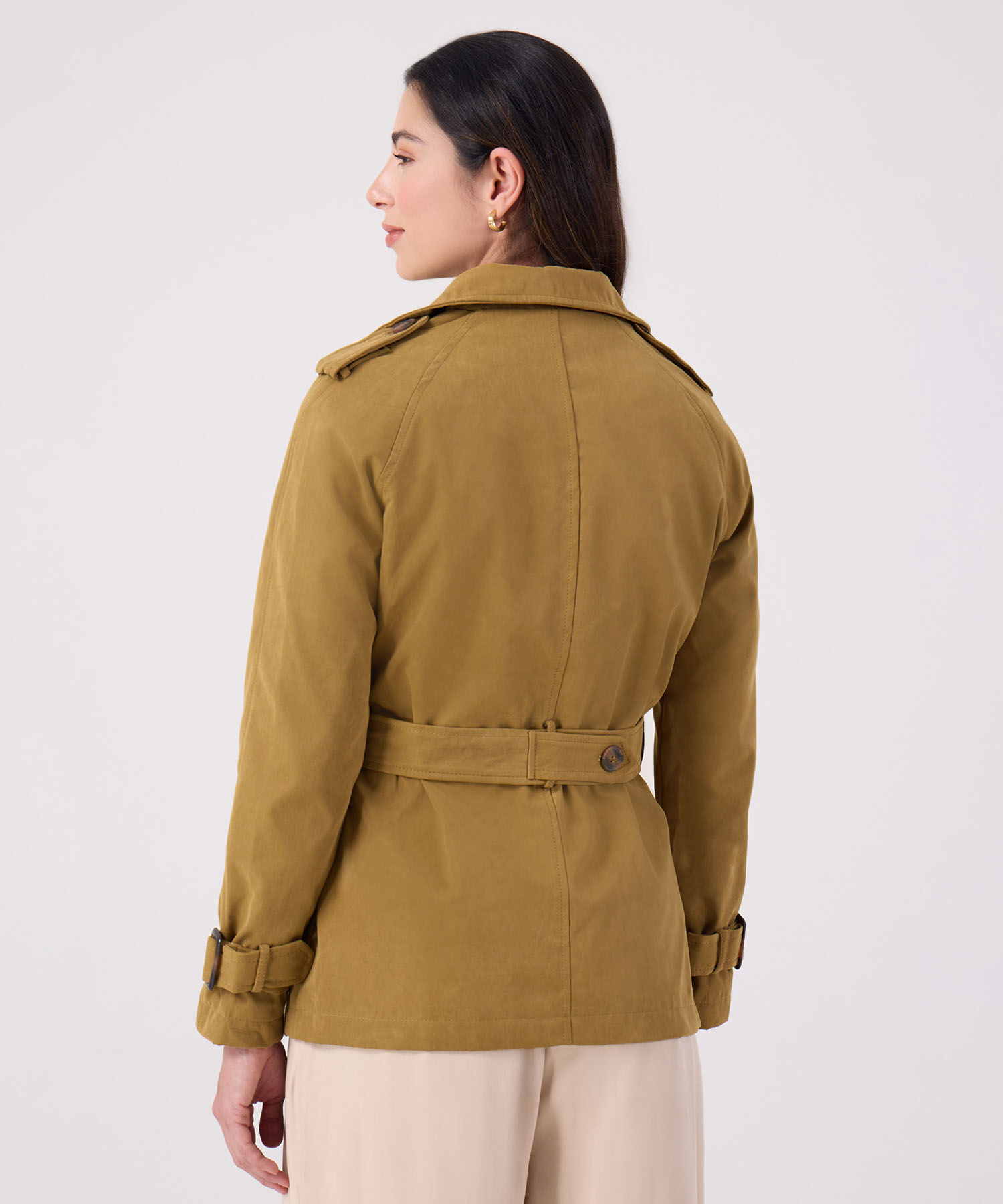 Chaqueta Trench Unicolor Con Cinturon 