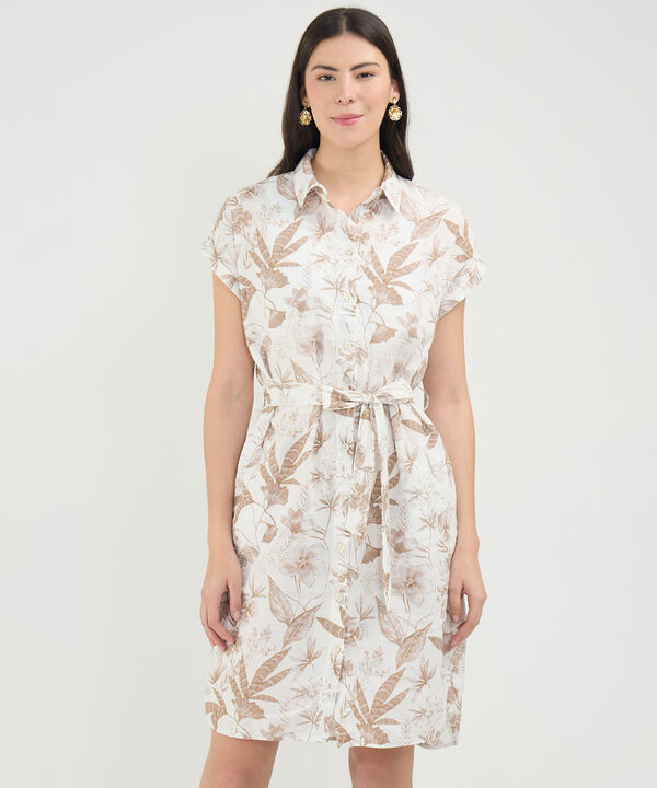 Vestido Camisero en Efecto Lino image number null