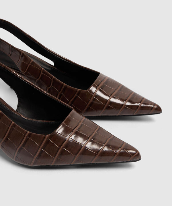 Zapatos De Tac&oacute;n Destalonados Con Textura Croco Para Mujer image number null