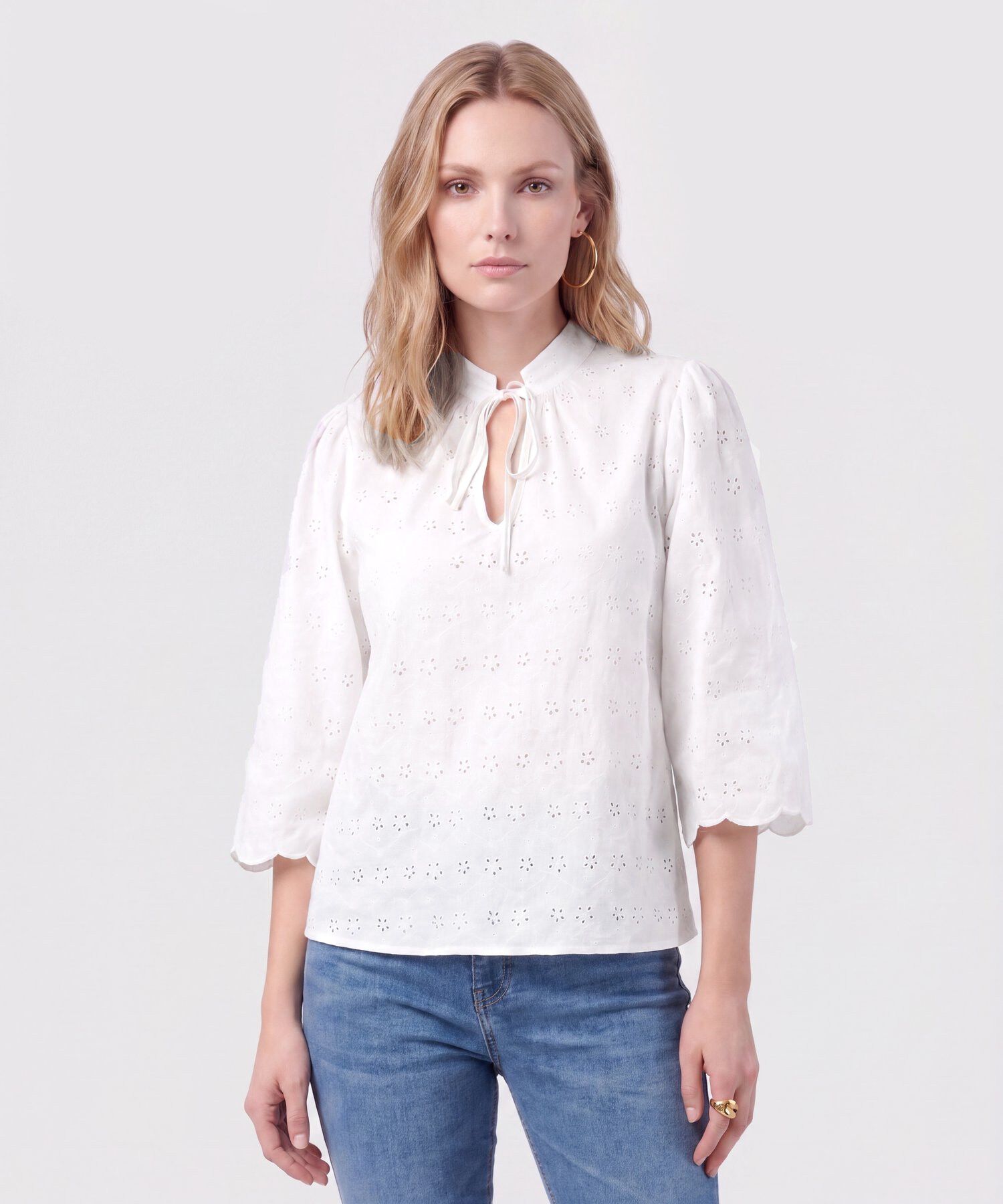 Blusa Unicolor Con Nudo Frontal Para Mujer