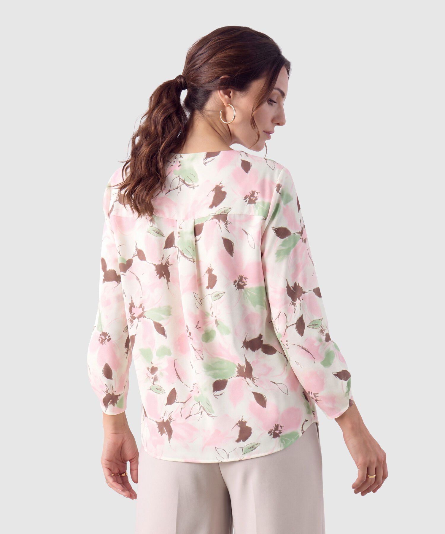 Blusa Escote V Manga 3/4 Para Mujer