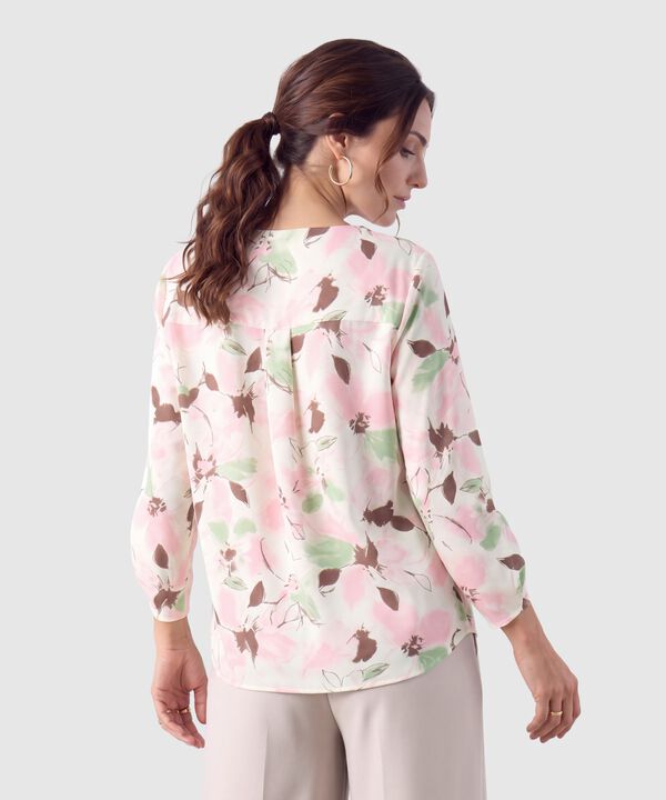 Blusa Escote V Manga 3/4 Para Mujer