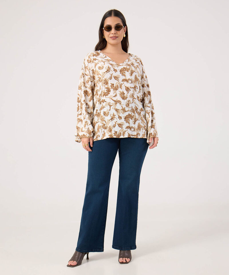 Blusa Estampada Escote En V Para Mujer