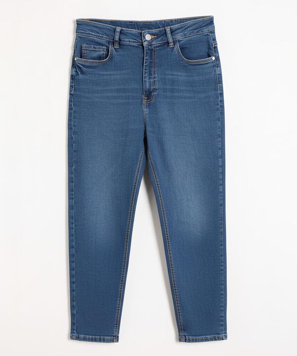 Jeans Tiro Alto De Cinco Bolsillos Para Mujer image number null