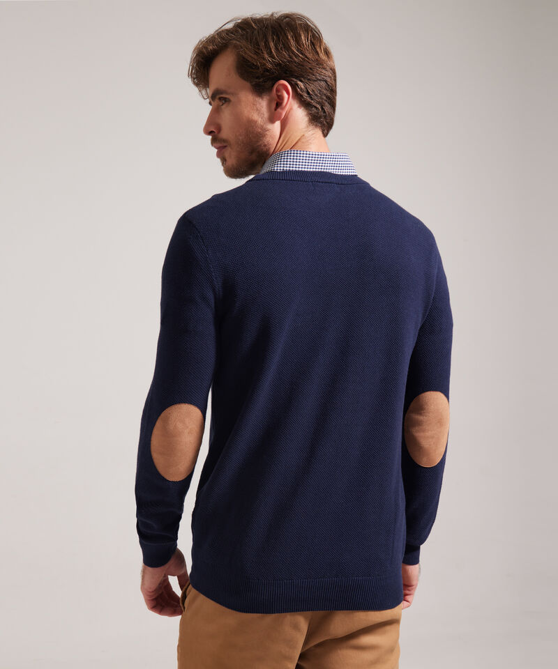 Saco Cuello Redondo, Tejido Con Textura Y Mangas Con Coderas