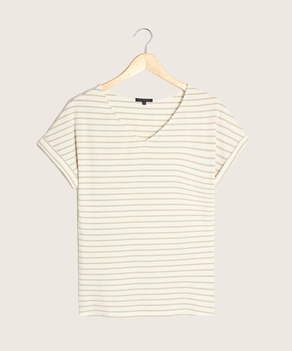 Camiseta Manga Corta Con Guardapolvo Cuello V Preteñida