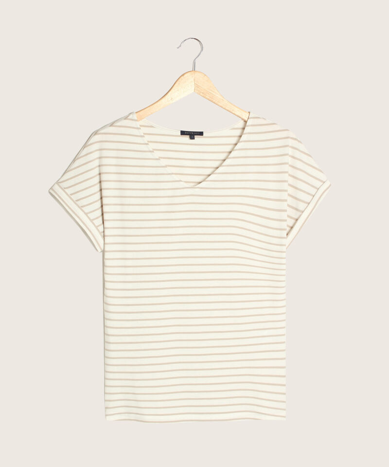 Camiseta Manga Corta Con Guardapolvo Cuello V Preteñida