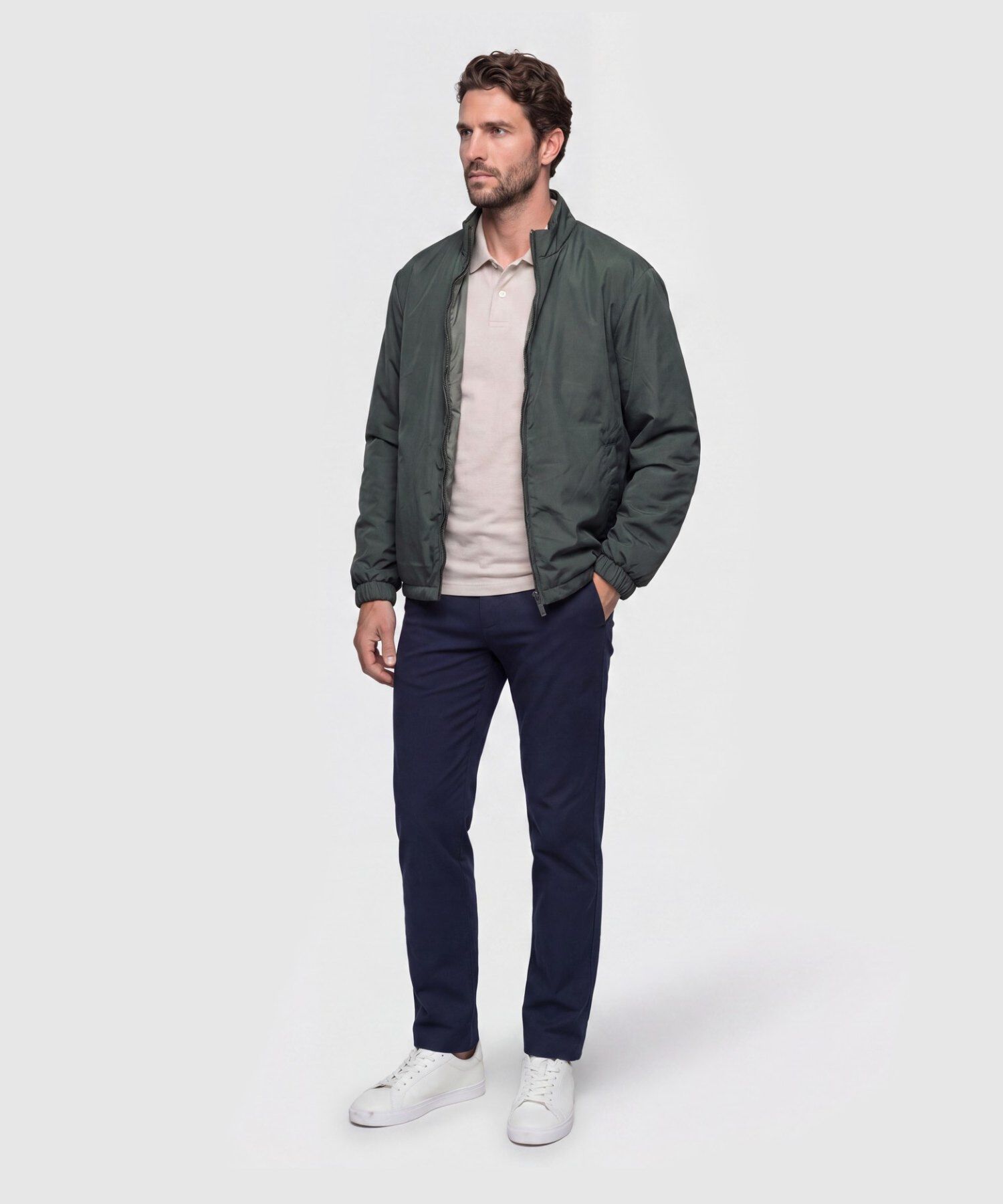 Chaqueta Doble Faz con Cuello Alto Hombre