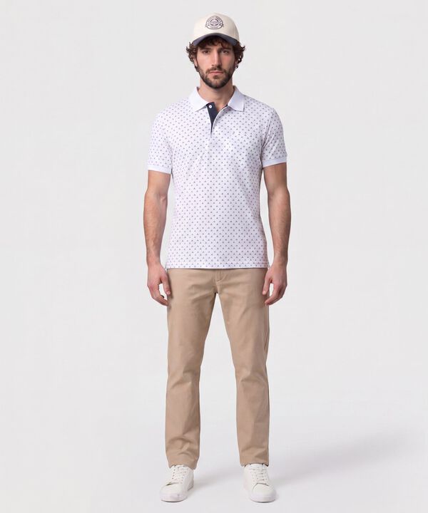 Polo Estampada Con Bolsillo 