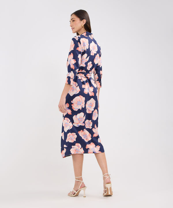 Vestido Largo Manga 3/4 Estampado