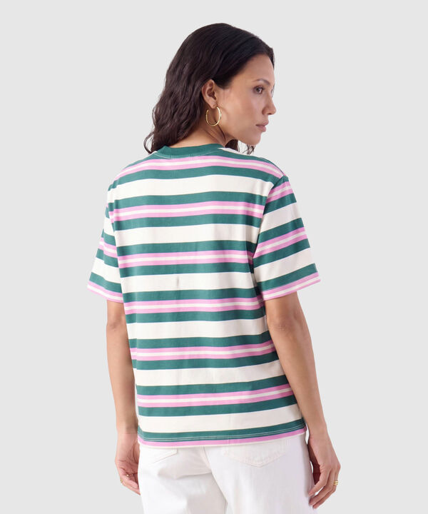 Camiseta Manga Corta A Rayas Para Mujer