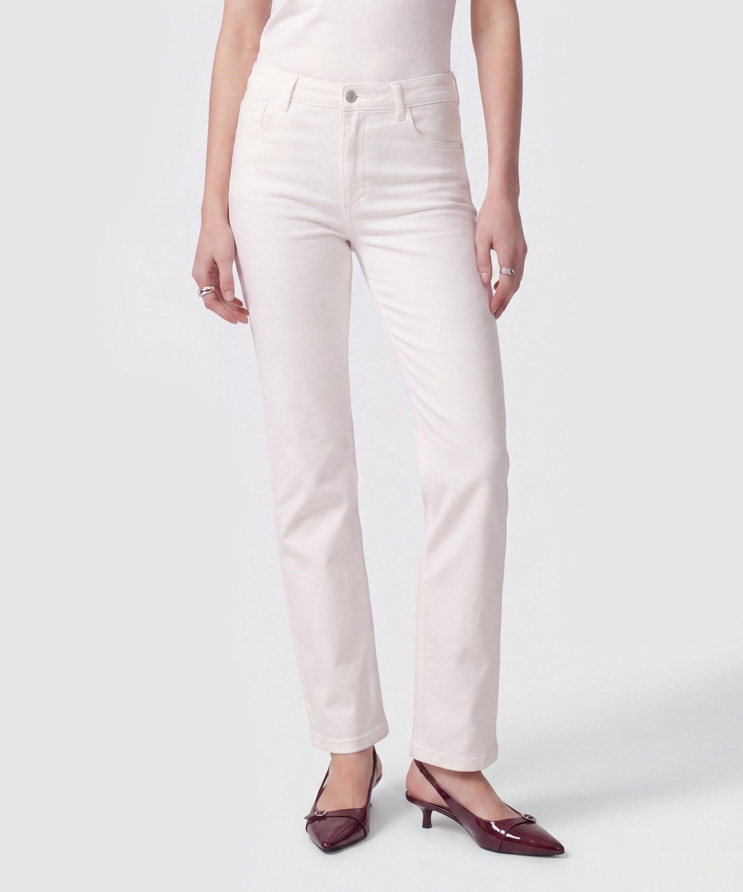 Jean Straight De Tiro Alto Para Mujer