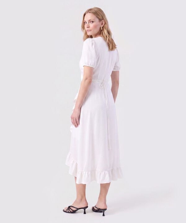 Vestido Midi Envolvente Con Boleros Y Manga Corta Mujer