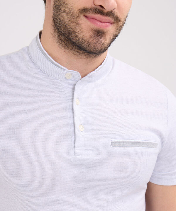 Polo Cuello Mao Unicolor Con Simulación Bolsillo Ribete image number null