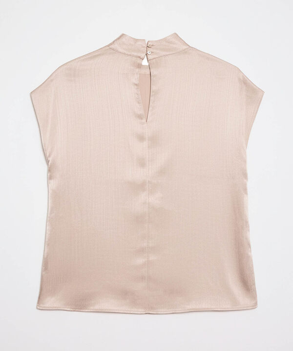 Blusa Manga Corta con Cuello Alto para Mujer image number null