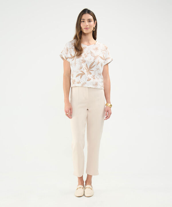 Blusa Estampada en Efecto Lino image number null