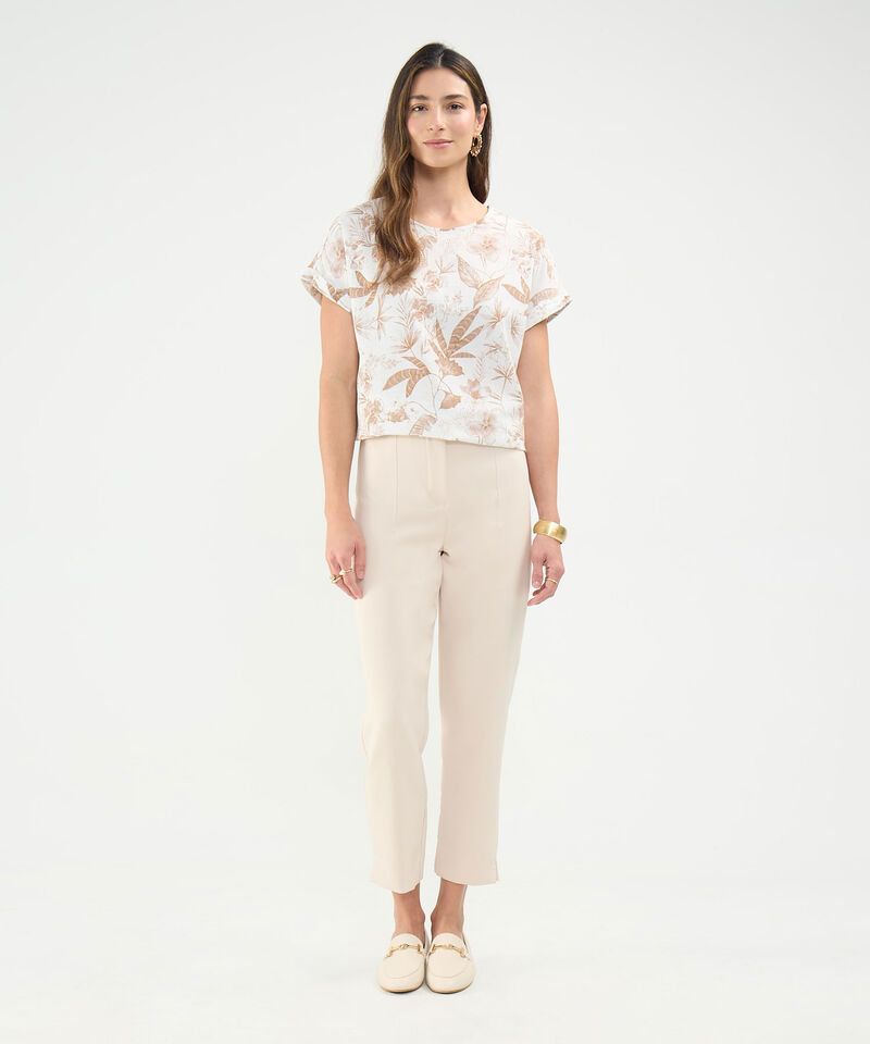 Blusa Estampada en Efecto Lino
