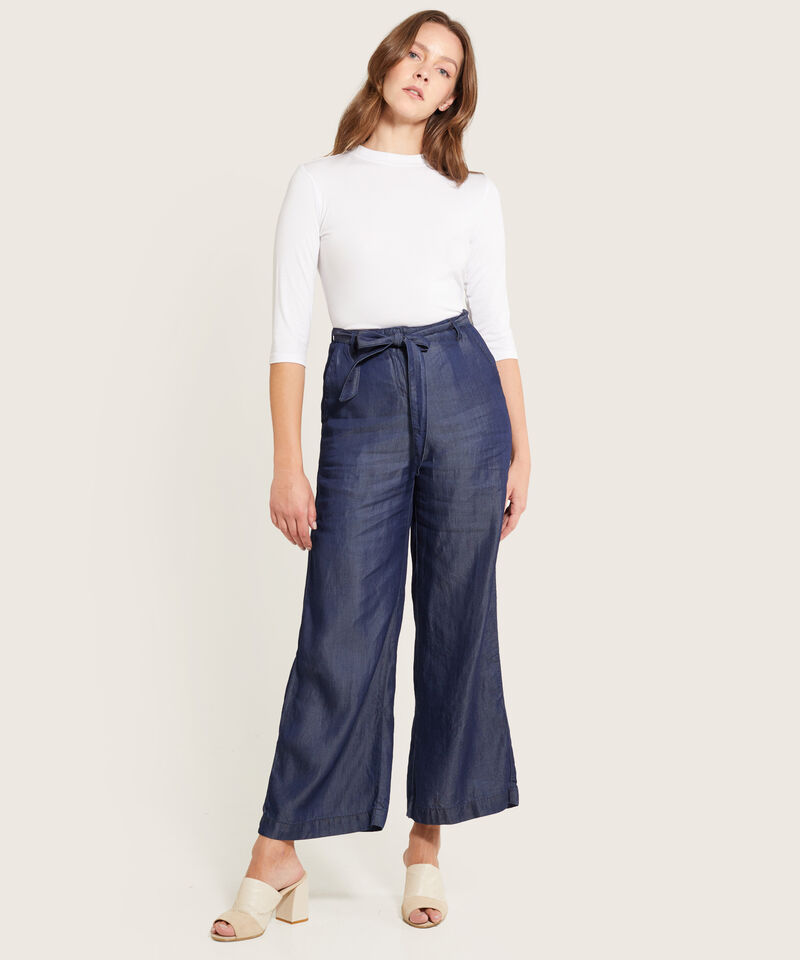 Pantal&oacute;n Wide Leg con Lazo Frontal para Mujer
