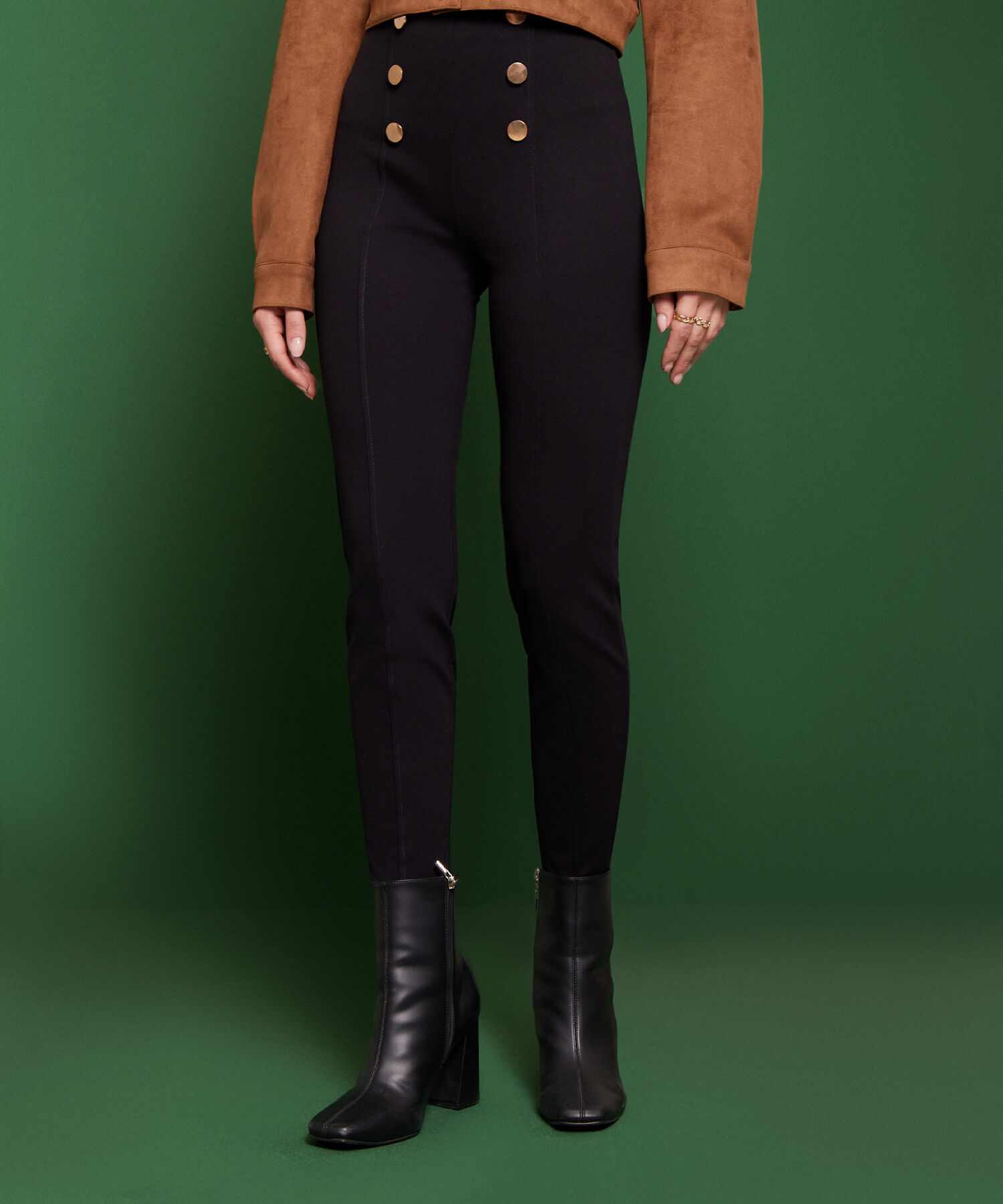 Leggings Unicolor Con Botones En Frente Unicolor