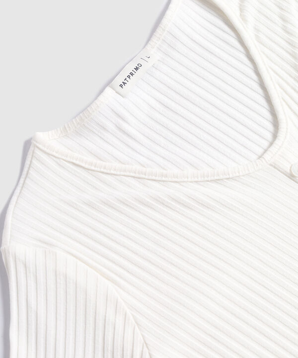 Camiseta Para Mujer Tejido Acanalado con Botones Frontales image number null